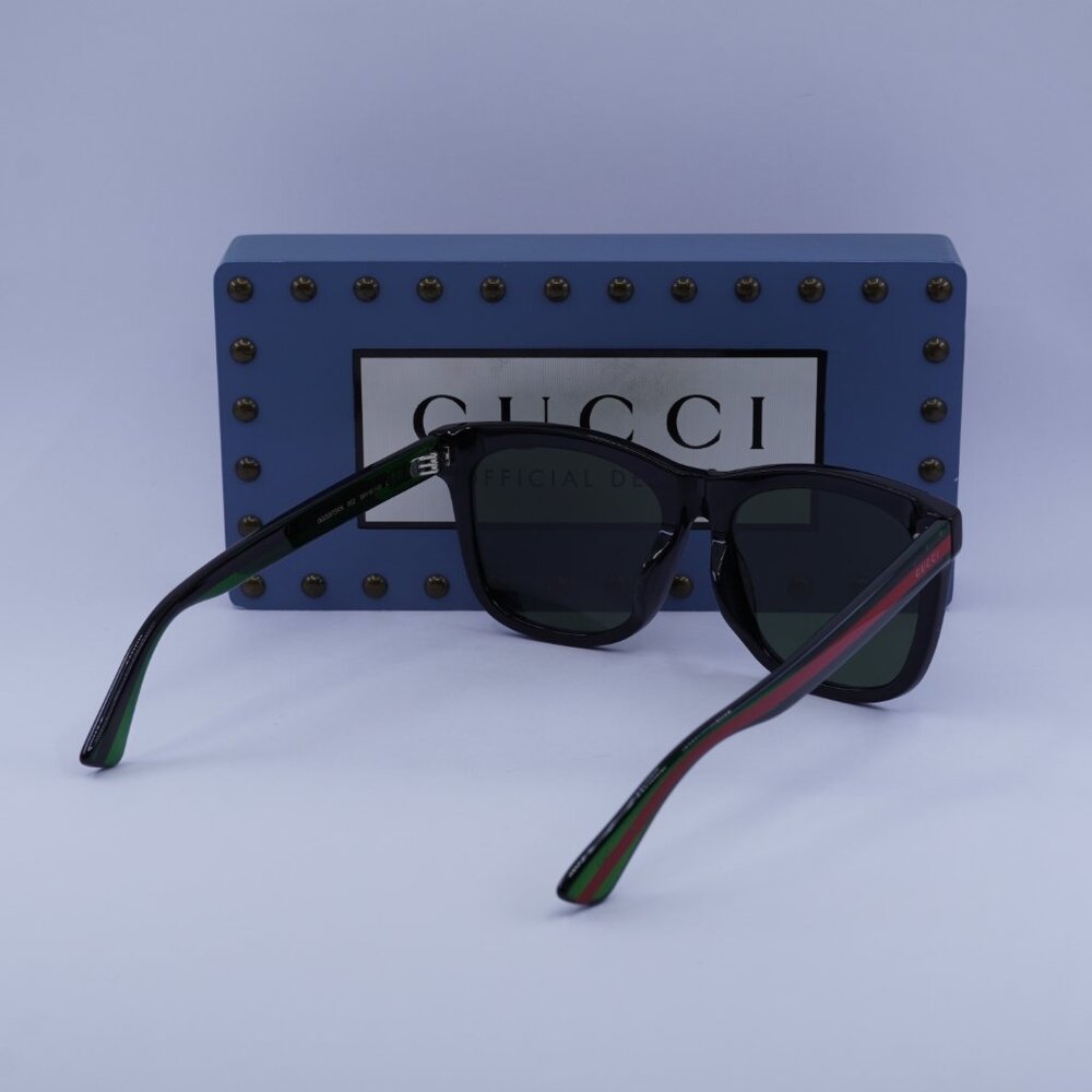 Gucci GG0057SKN 002 Square Men Sunglasses - Black\Green - Picture 9 of 10